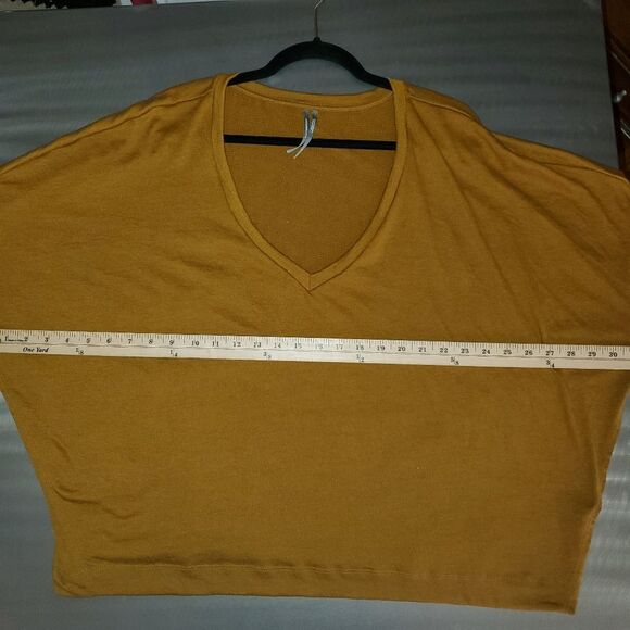 Anthropologie Long Sleeve Oversized V Neck Pullover Gold Bronze Top XL - Picture 3 of 10